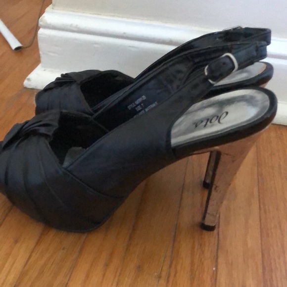 DOTS-Black open-toe sling backs - Picture 3 of 7